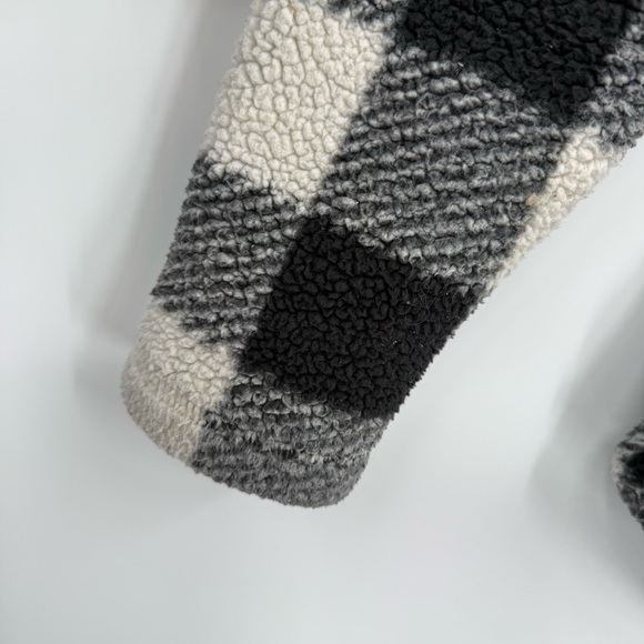 Columbia West Bend Sherpa Fleece Jacket Black White Check Size Small Full Zip - Picture 6 of 9